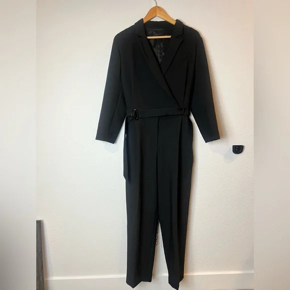 Karen Millen Tailored Black Belted Jumpsuit | Blazer Style | Elegant Workwear - Picture 6 of 10